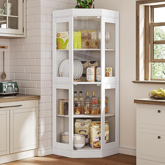 70.1" Display Cabinet with Glass Doors - 4-Tier Curio Cabinet