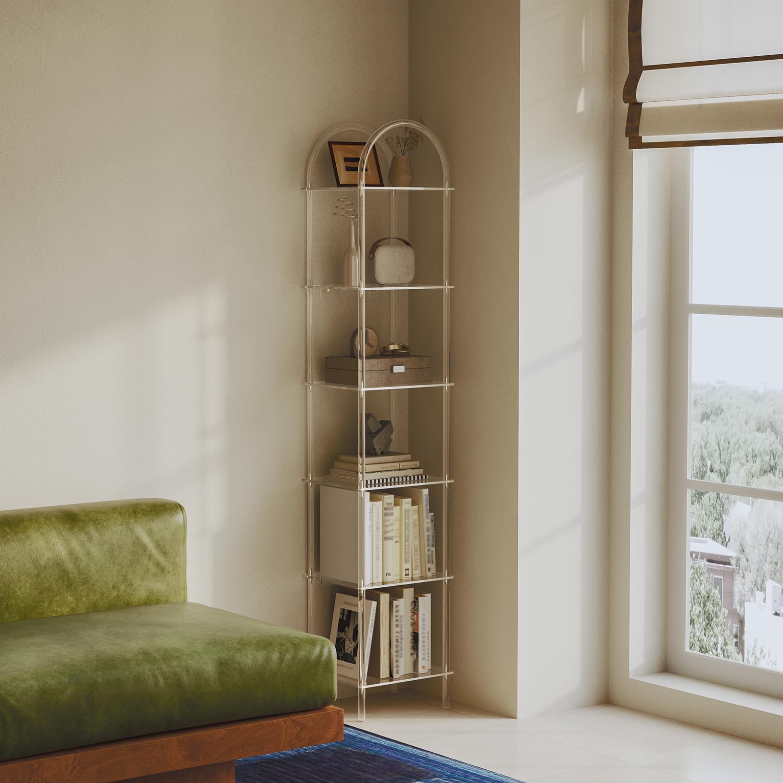 6-Tier Acrylic Arched Bookcase Clear