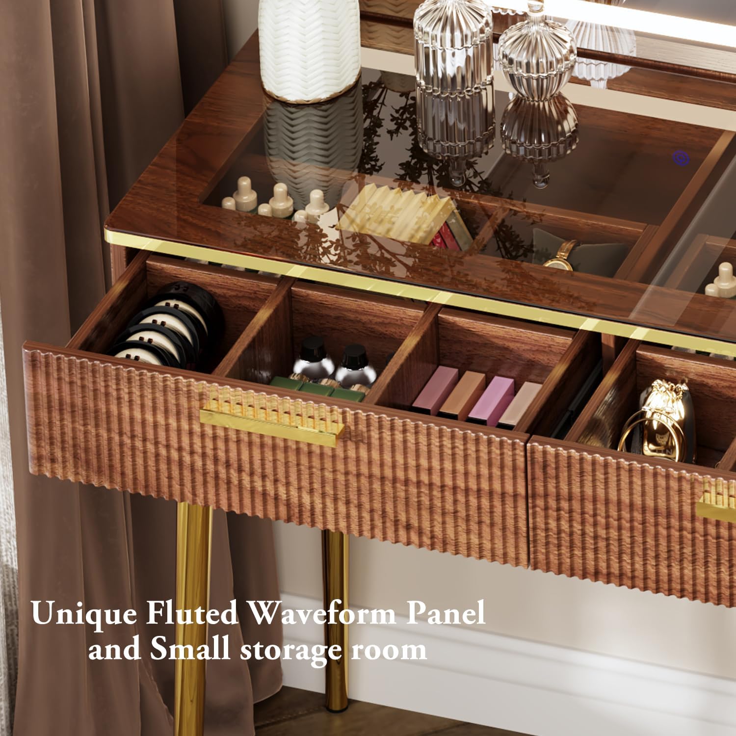 47.24" Modern Vanity Desk with Mirror and Lights