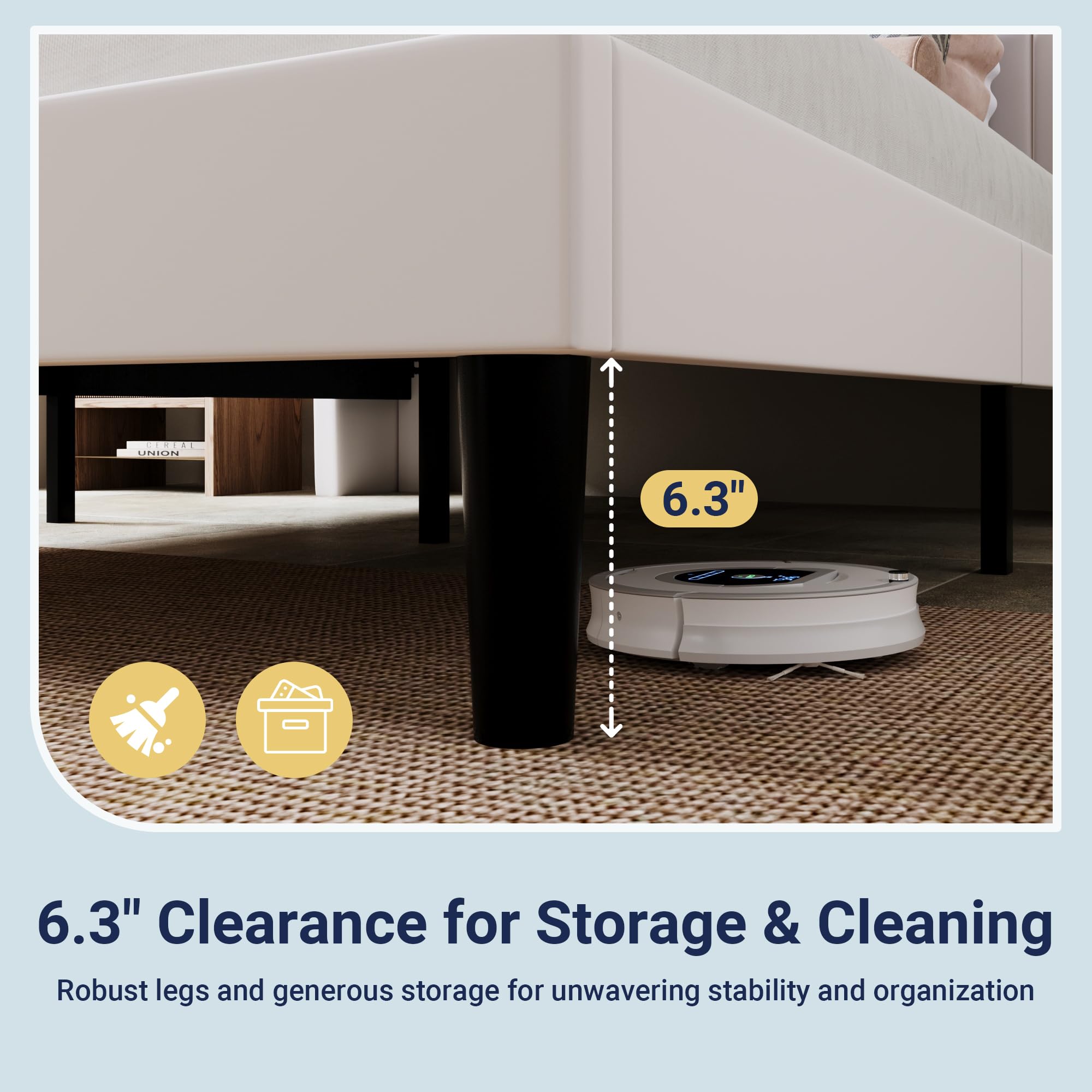 Full Size Platform Bed Frame with USB Charging Station