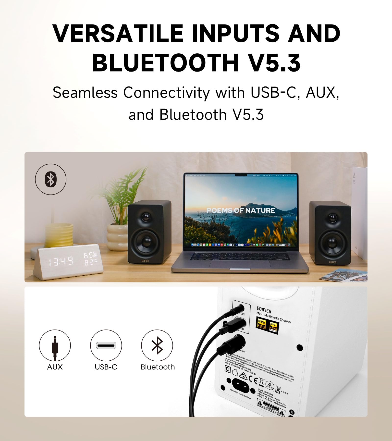 M60 Bluetooth Desktop Speakers with Hi-Res Audio