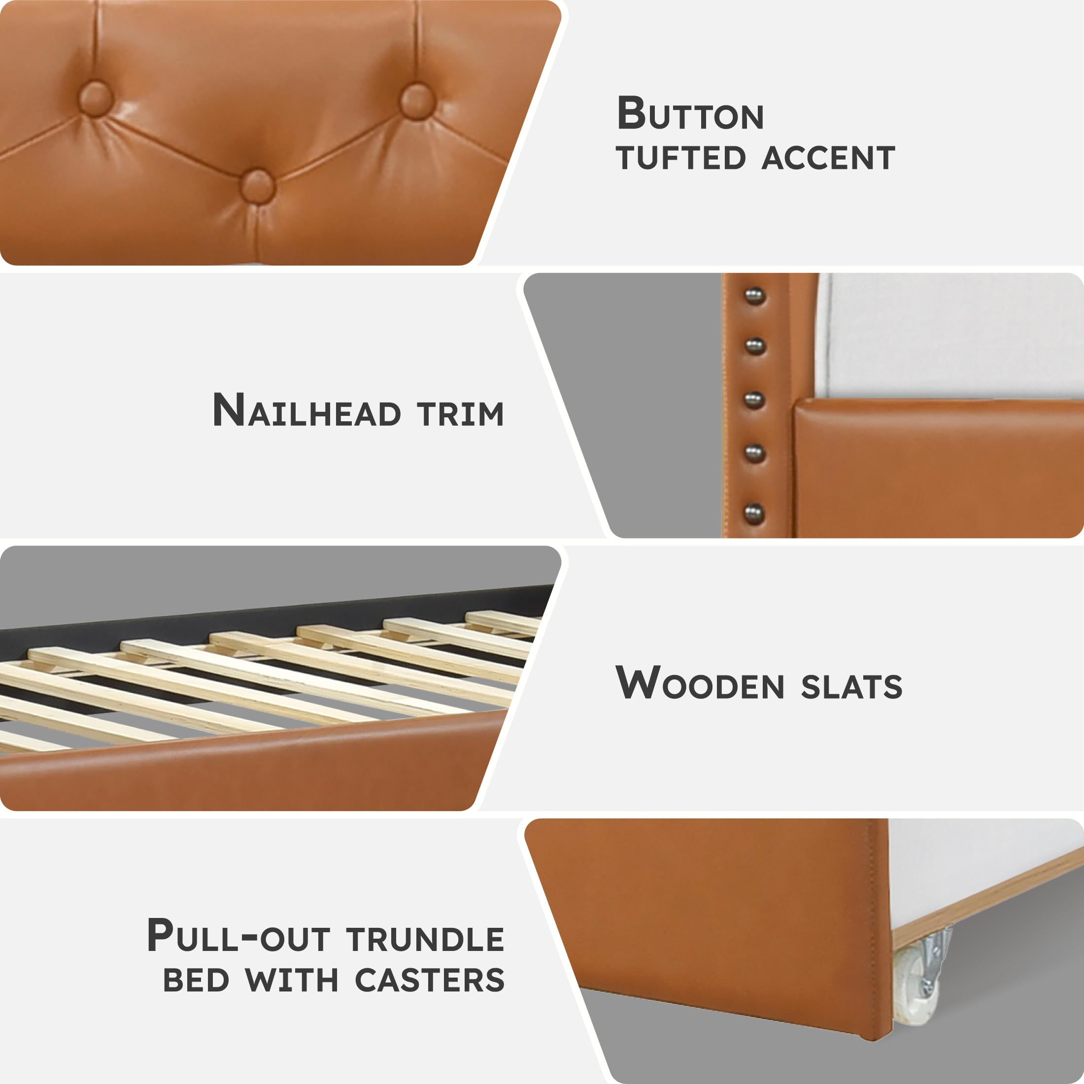Faux Leather Daybed with Trundle