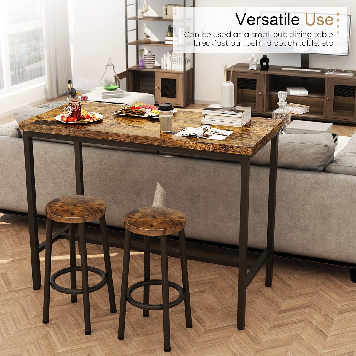 3 Piece Pub Dining Set with Counter Height Table and Stools
