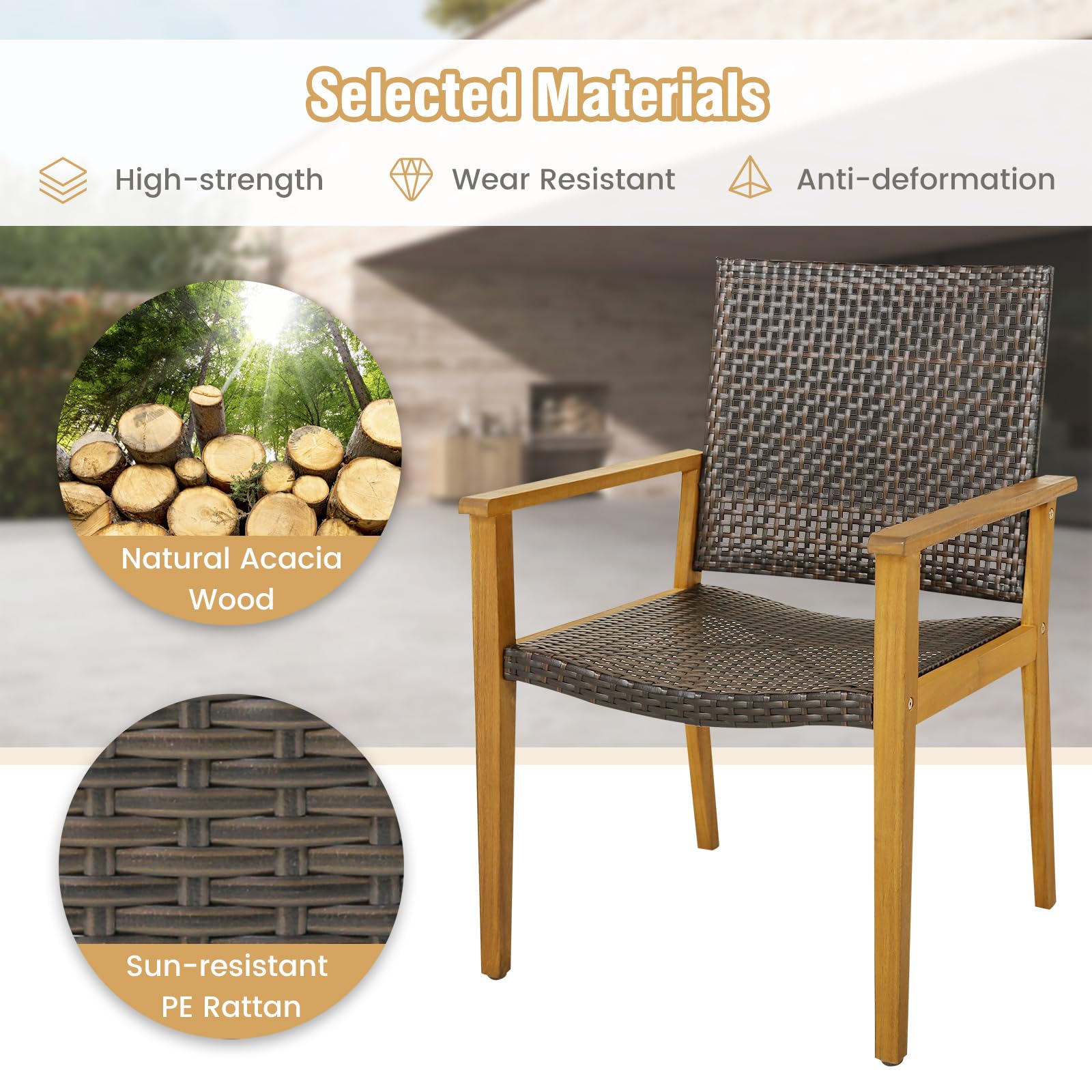 5-Piece Outdoor Patio Dining Set with Wicker Chairs