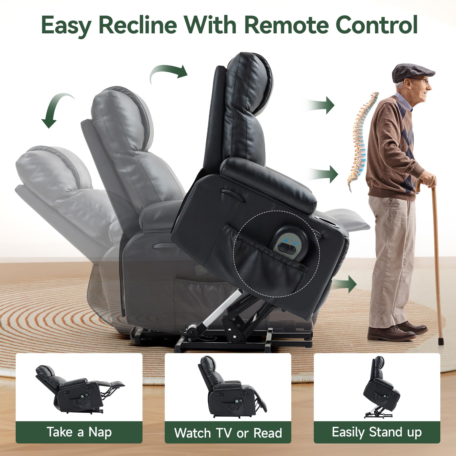 Electric Power Lift Recliner with Heat and Massage