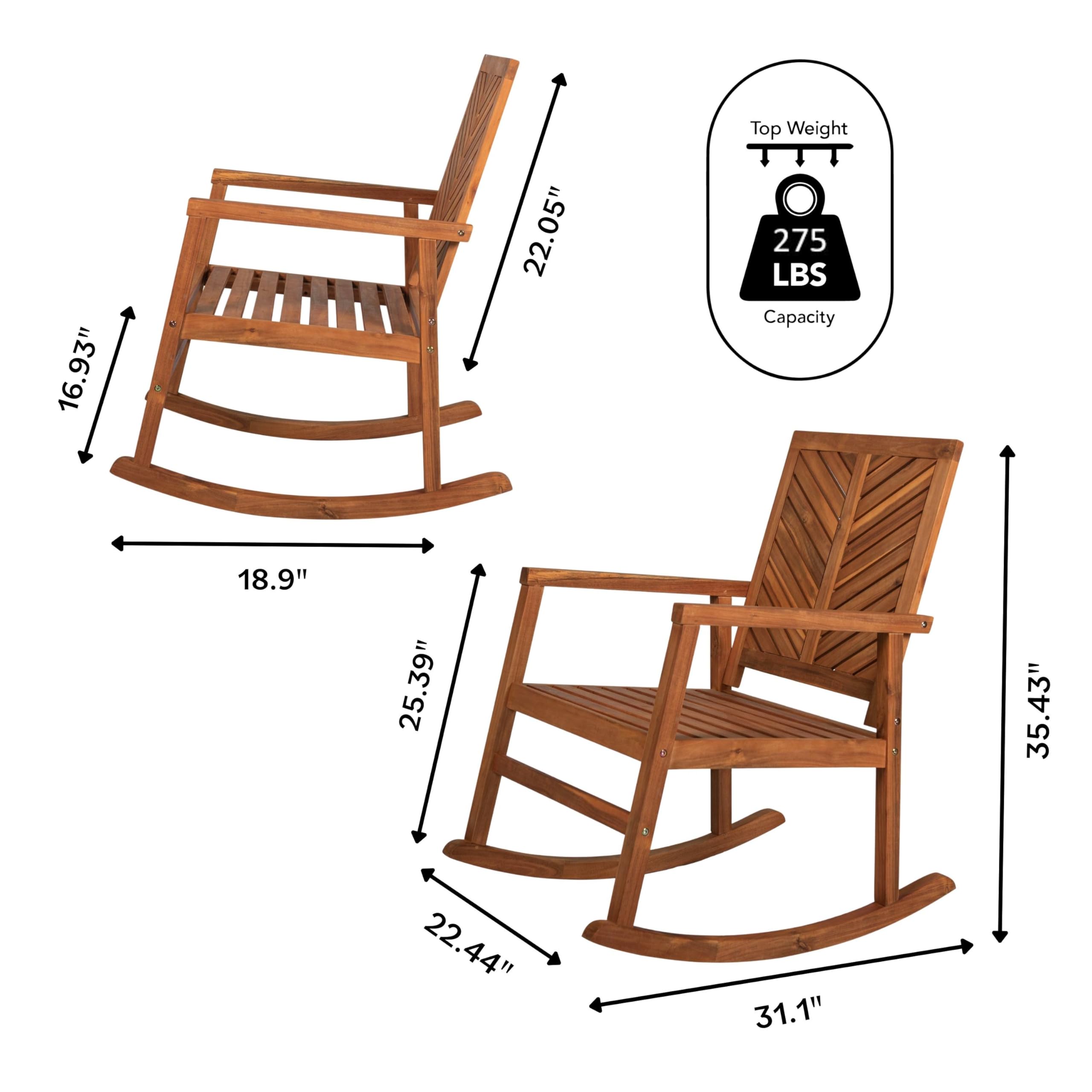 Acacia Wood Outdoor Rocking Chair - Chevron Back Design