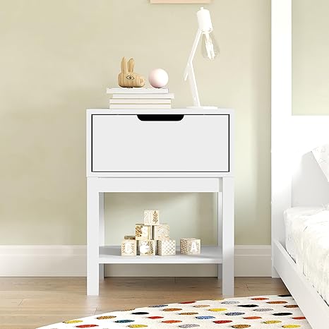 Kids Wood Nightstand with Storage Drawer