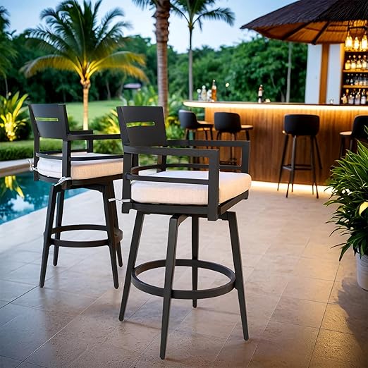 Swivel Outdoor Bar Stools Set of 2
