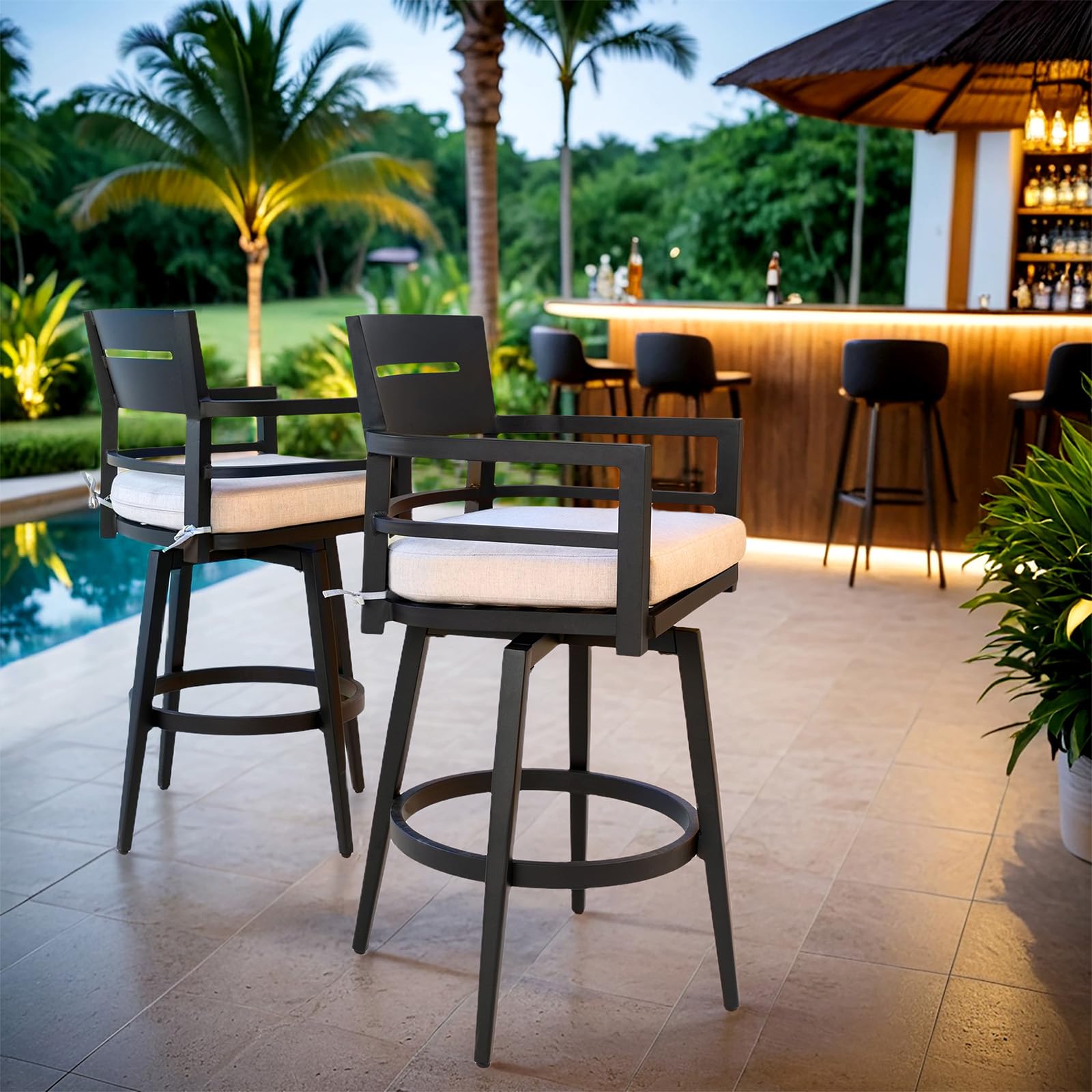 Swivel Outdoor Bar Stools Set of 2