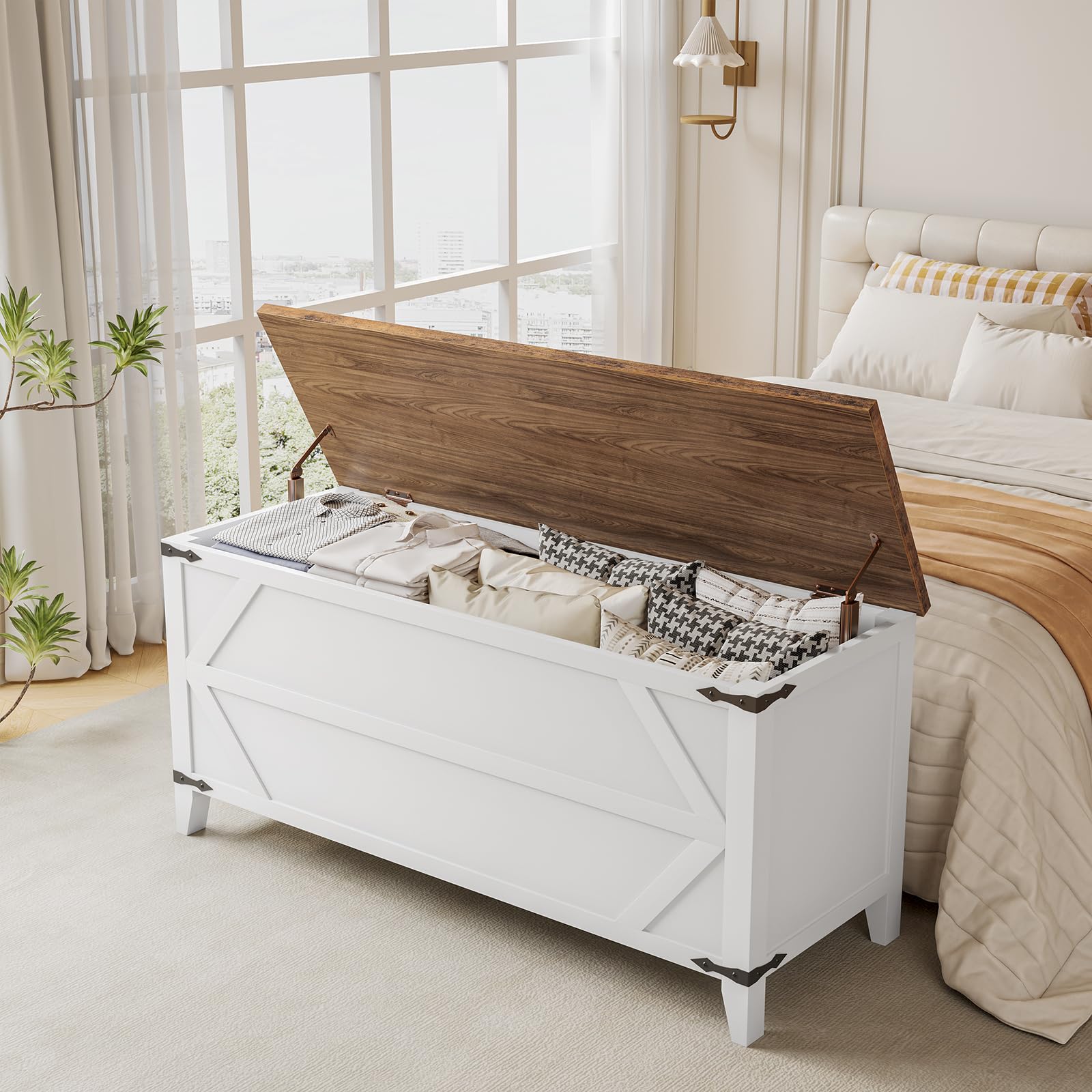 47.2" Toy Storage Bench with Safety Hinges