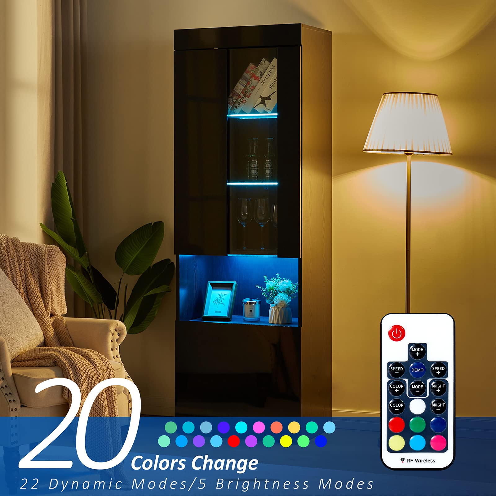 3 Piece Modern High Gloss Fireplace TV Stand & Bookcase Set