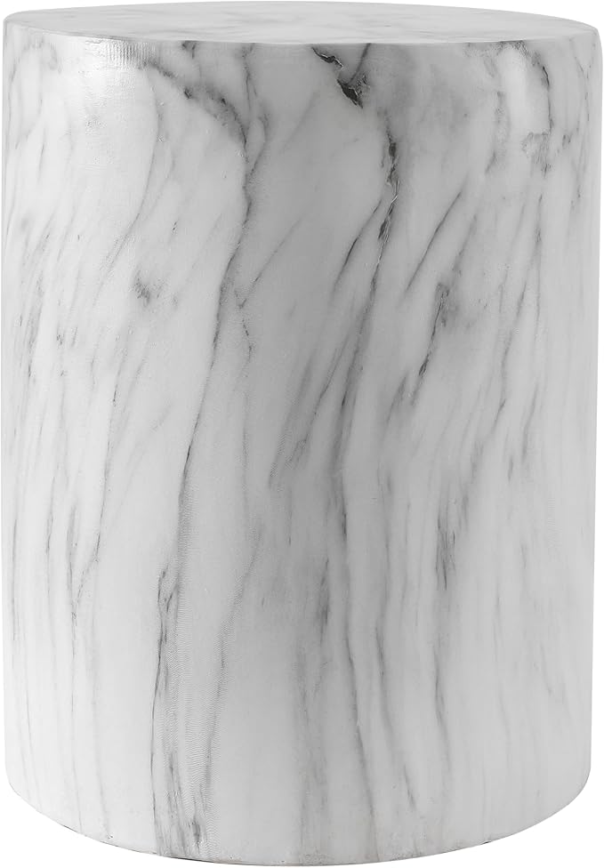 16" Faux Marble Column Accent Table