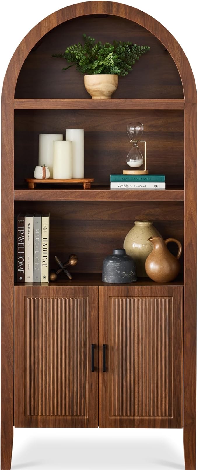 72-Inch Tall Arched Pantry Cabinet with Adjustable Shelves
