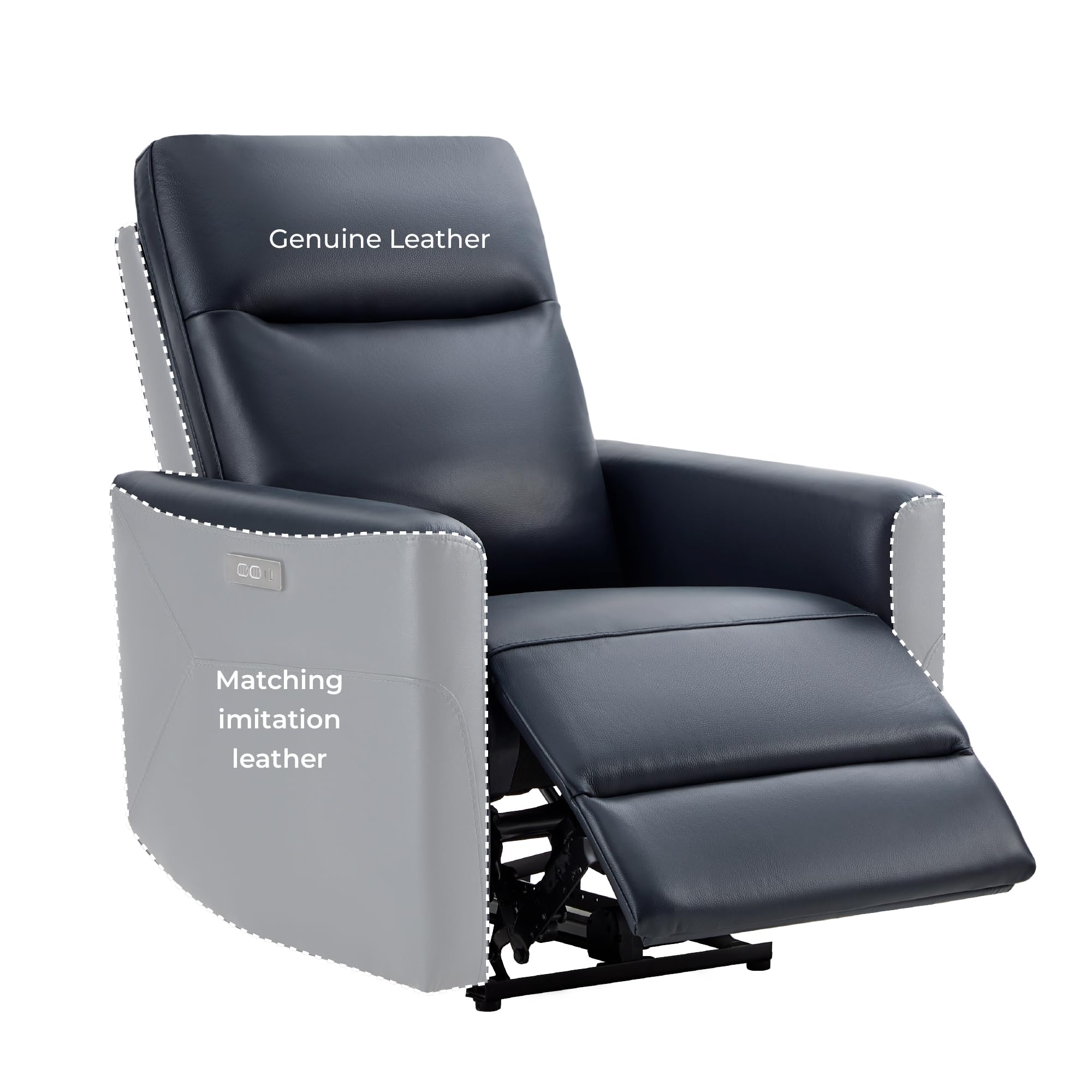 Genuine Leather Power Recliner Chair with Headrest