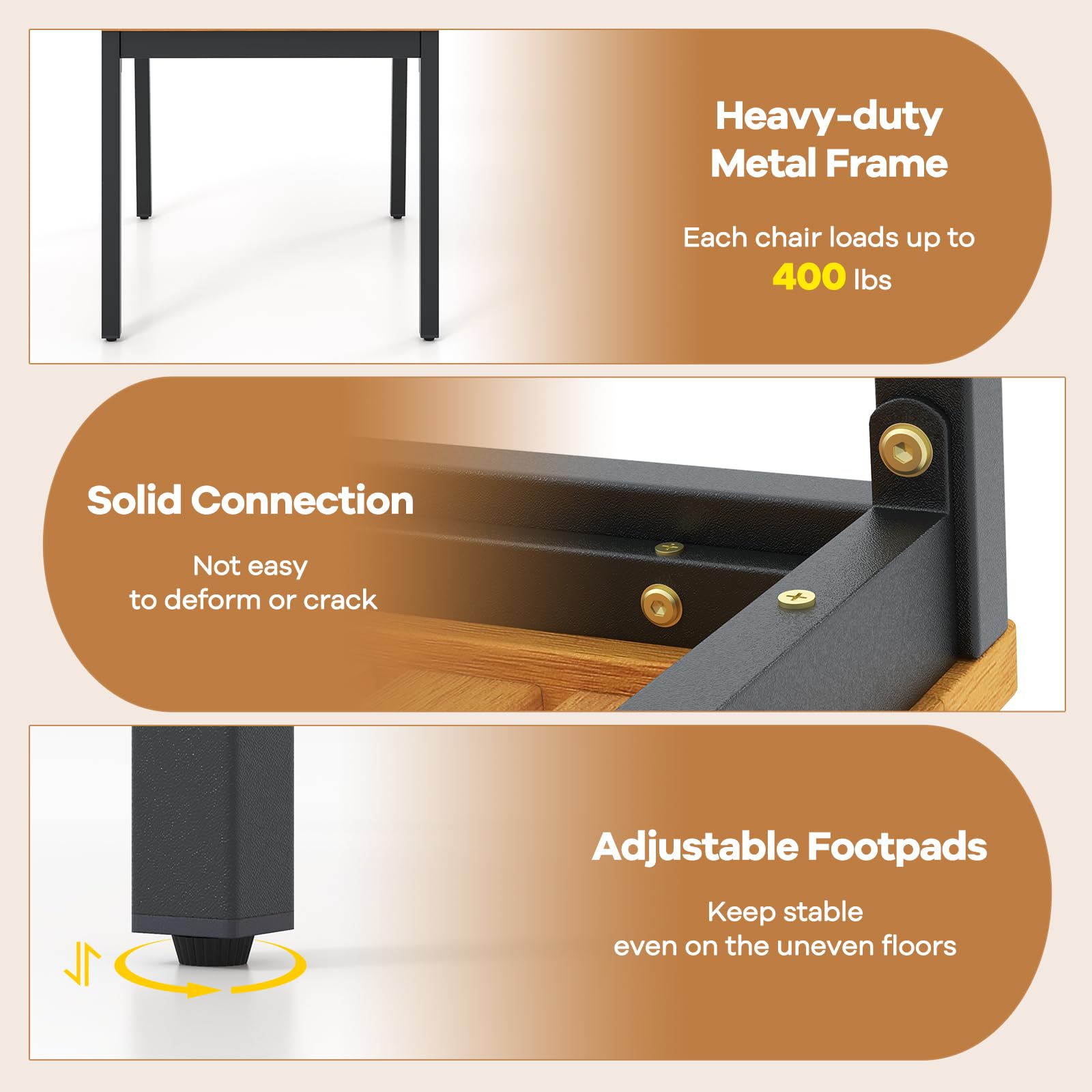 Tangkula 7 Piece Outdoor Dining Set for 6, Acacia Wood Rectangular Dining Table & 6 Armless Chairs w/Metal Frame, Umbrella Hole, Farmhouse Dining Furniture Set for Garden Porch Poolside