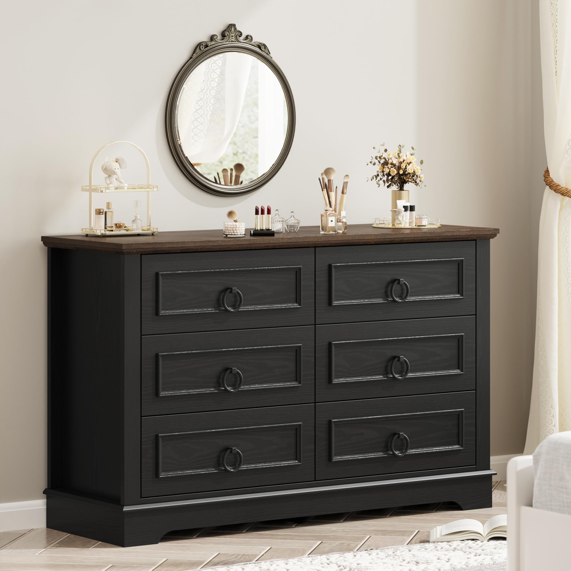 6-Drawer Dresser 47.2" Wide Farmhouse Chest