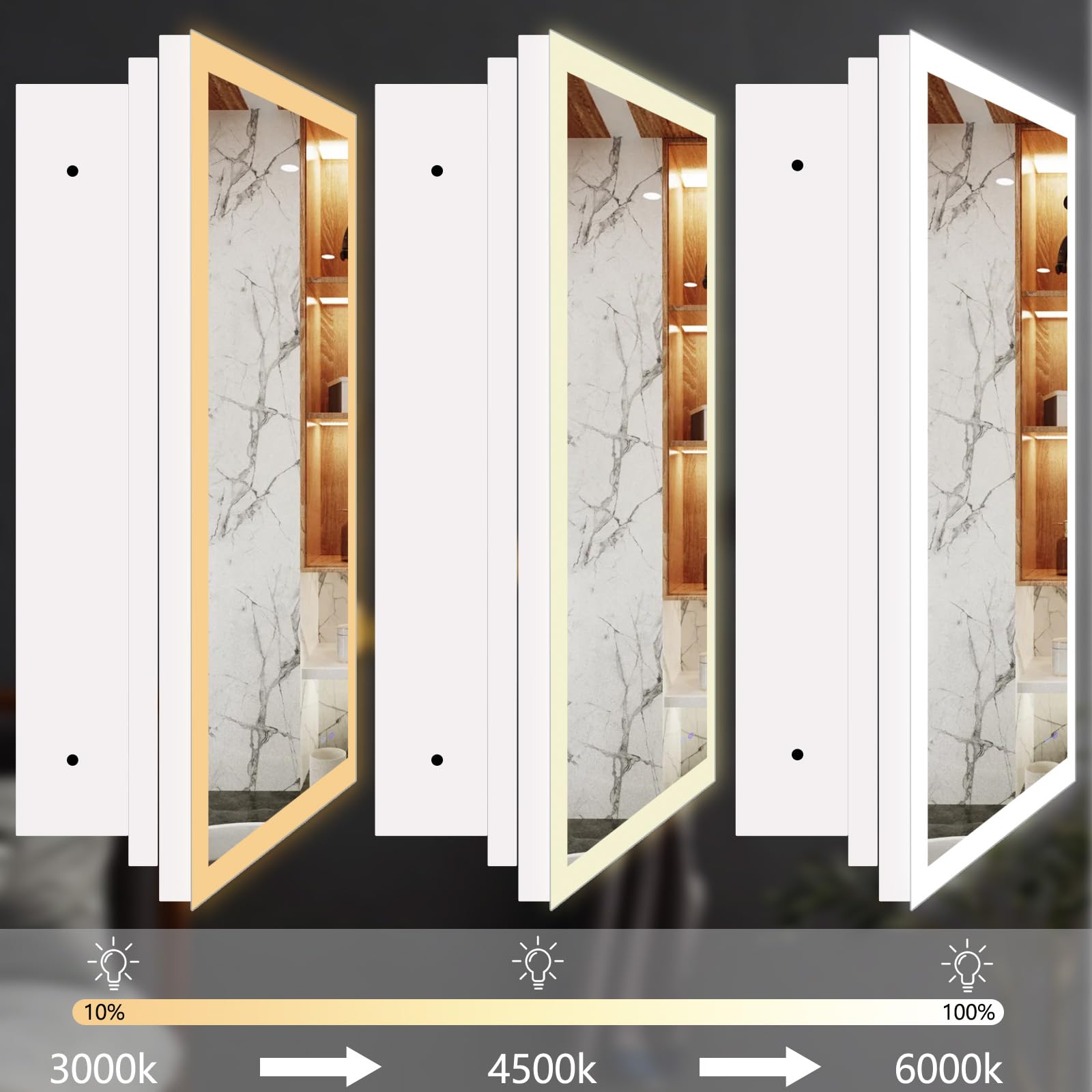 Smart LED Medicine Cabinet with Anti-Fog Mirror 16x26 Inch