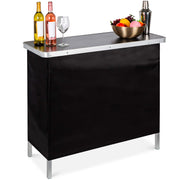 Portable Pop-Up Bar Table with Storage Shelf