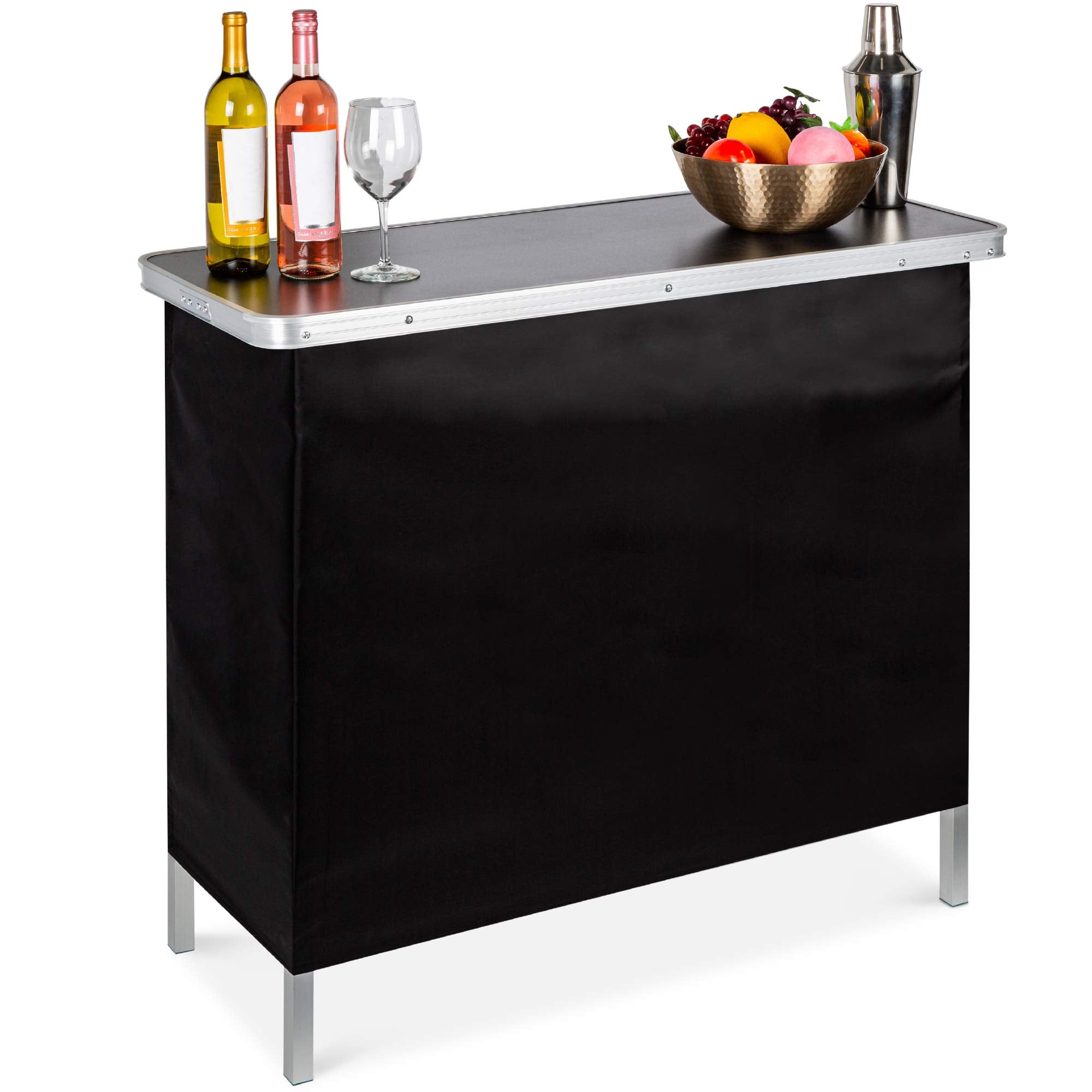 Portable Pop-Up Bar Table with Storage Shelf
