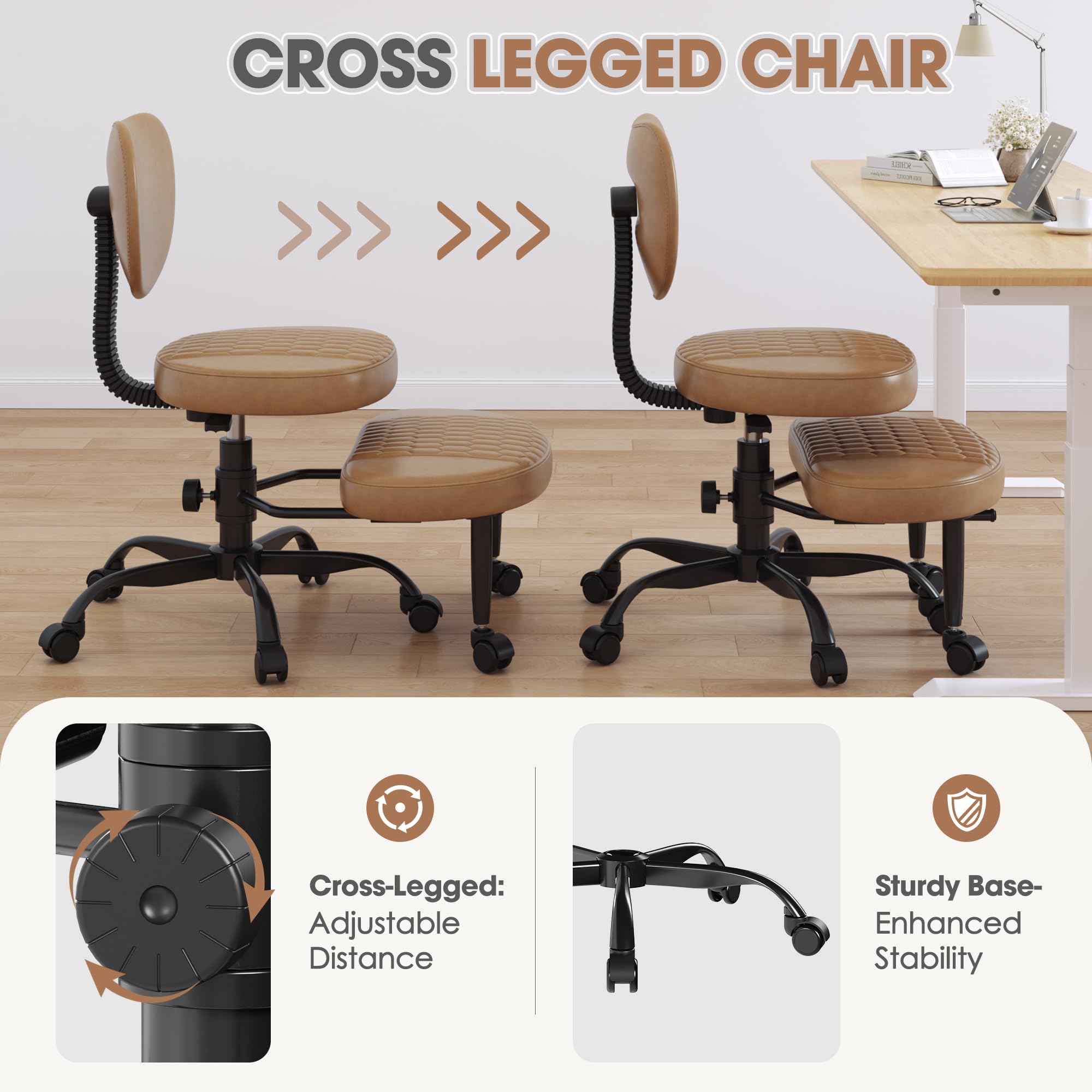 Cross Legged Office Chair with 360° Swivel