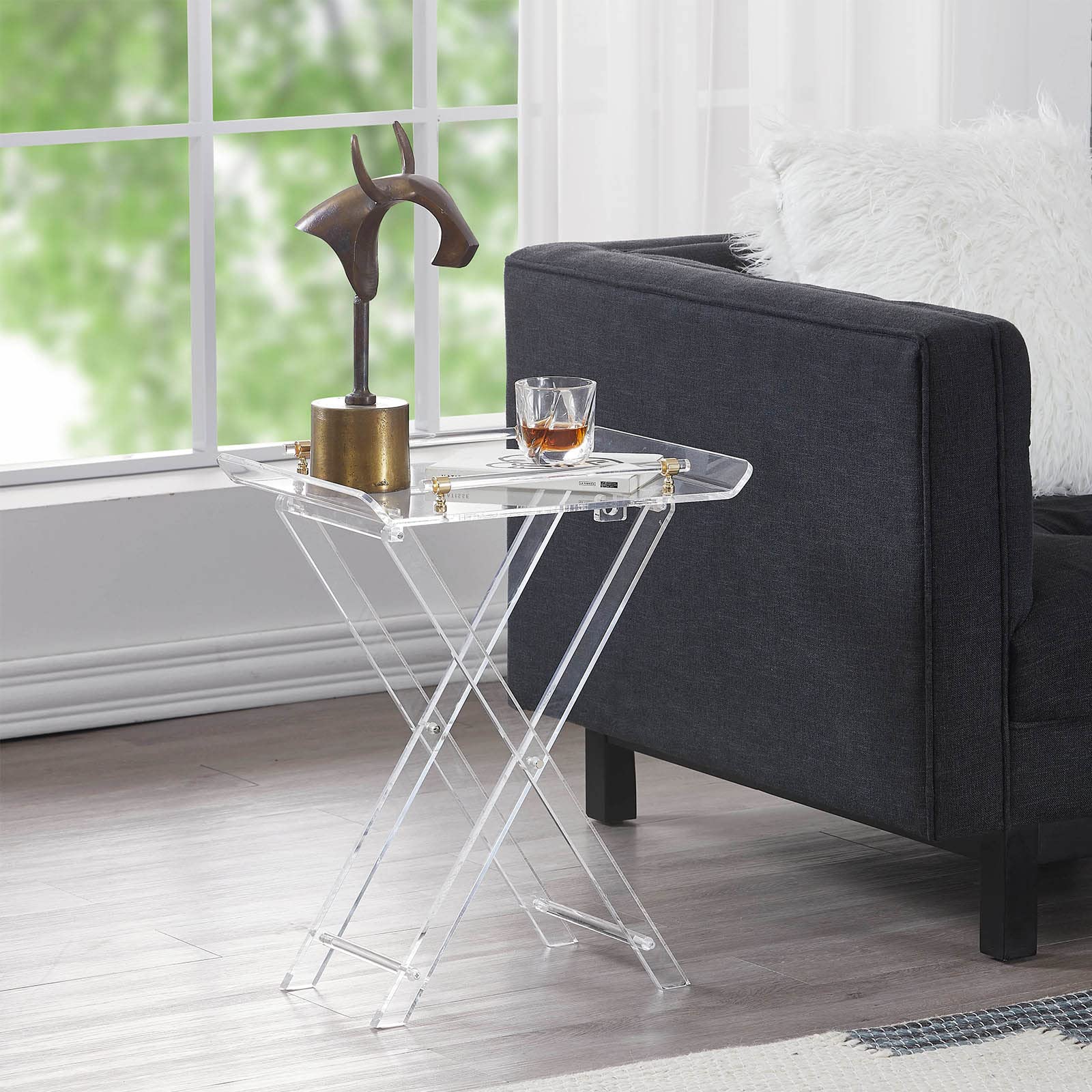 Acrylic Folding Tray Table with Handle