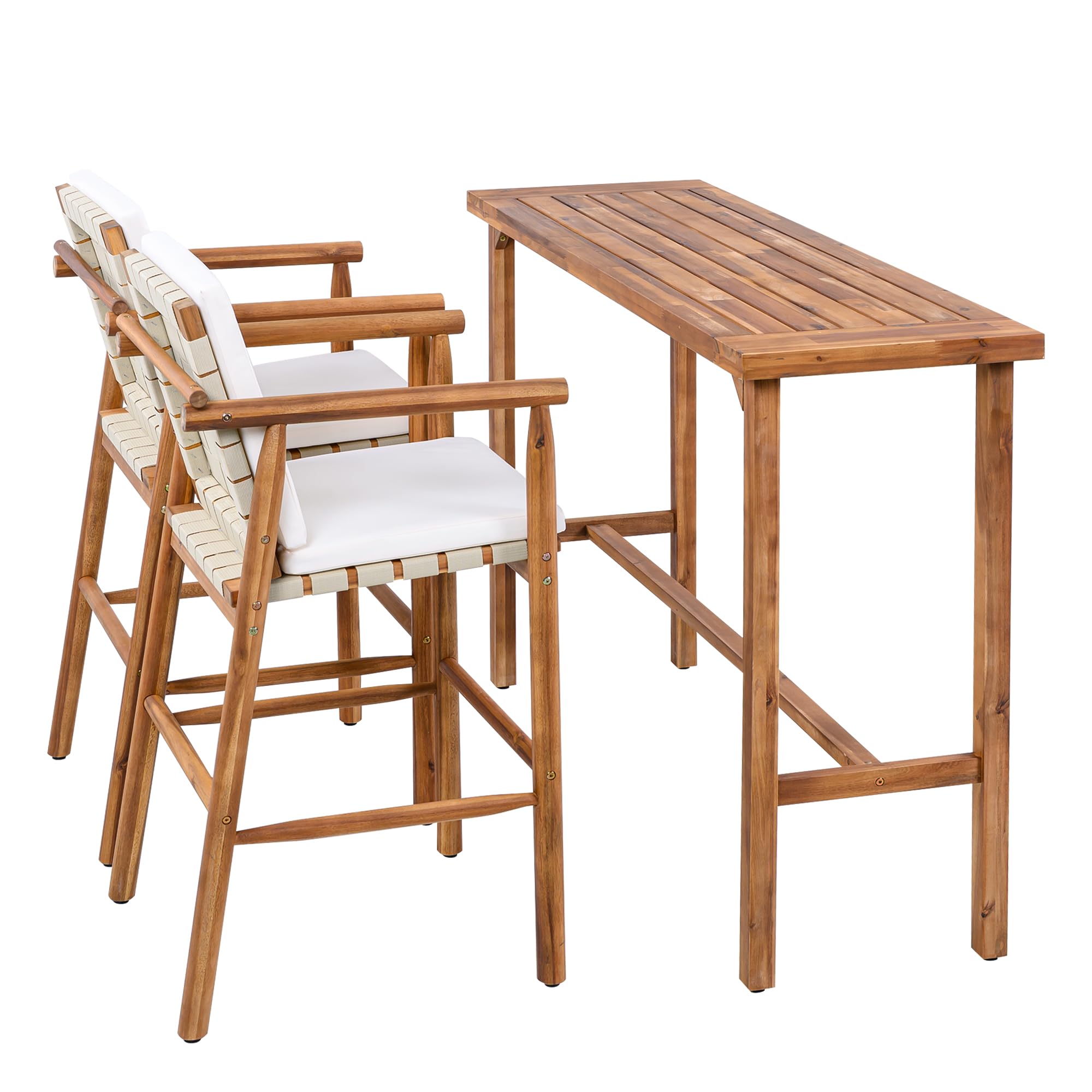 3-Piece Outdoor Bar Set with Cushions