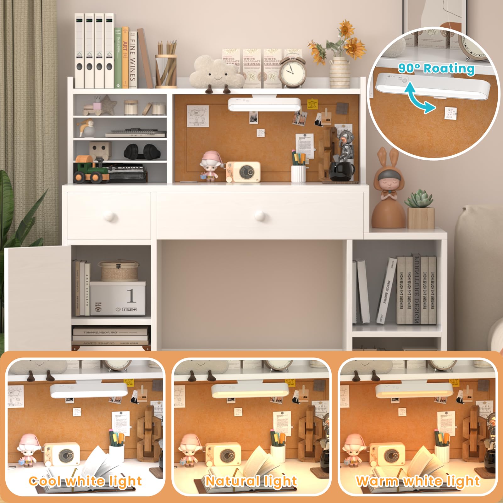 Kids Study Desk and Chair Set with Hutch