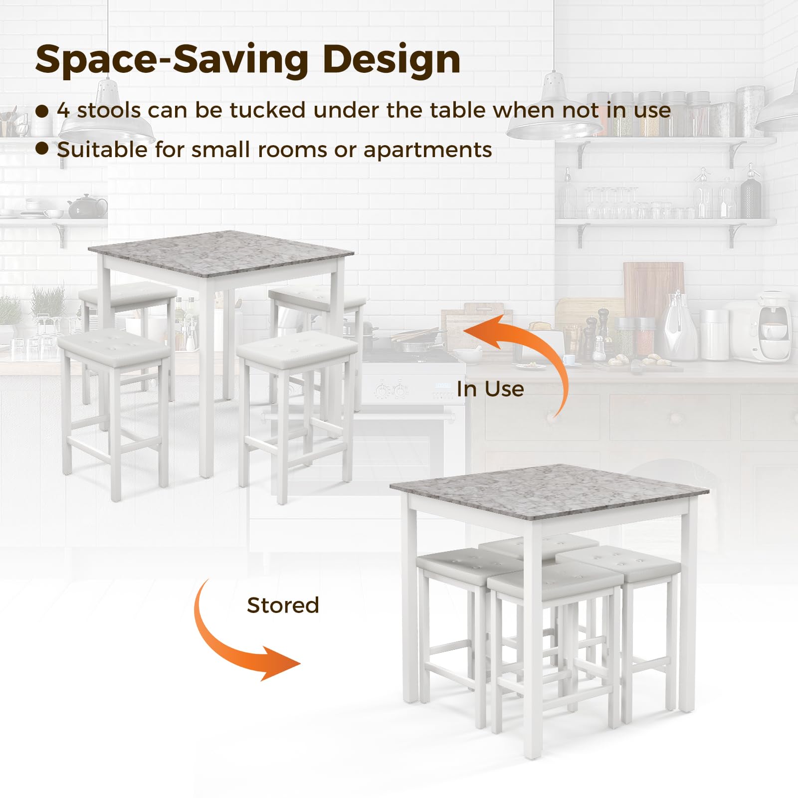 5-Piece Counter Height Dining Set with Bar Stools
