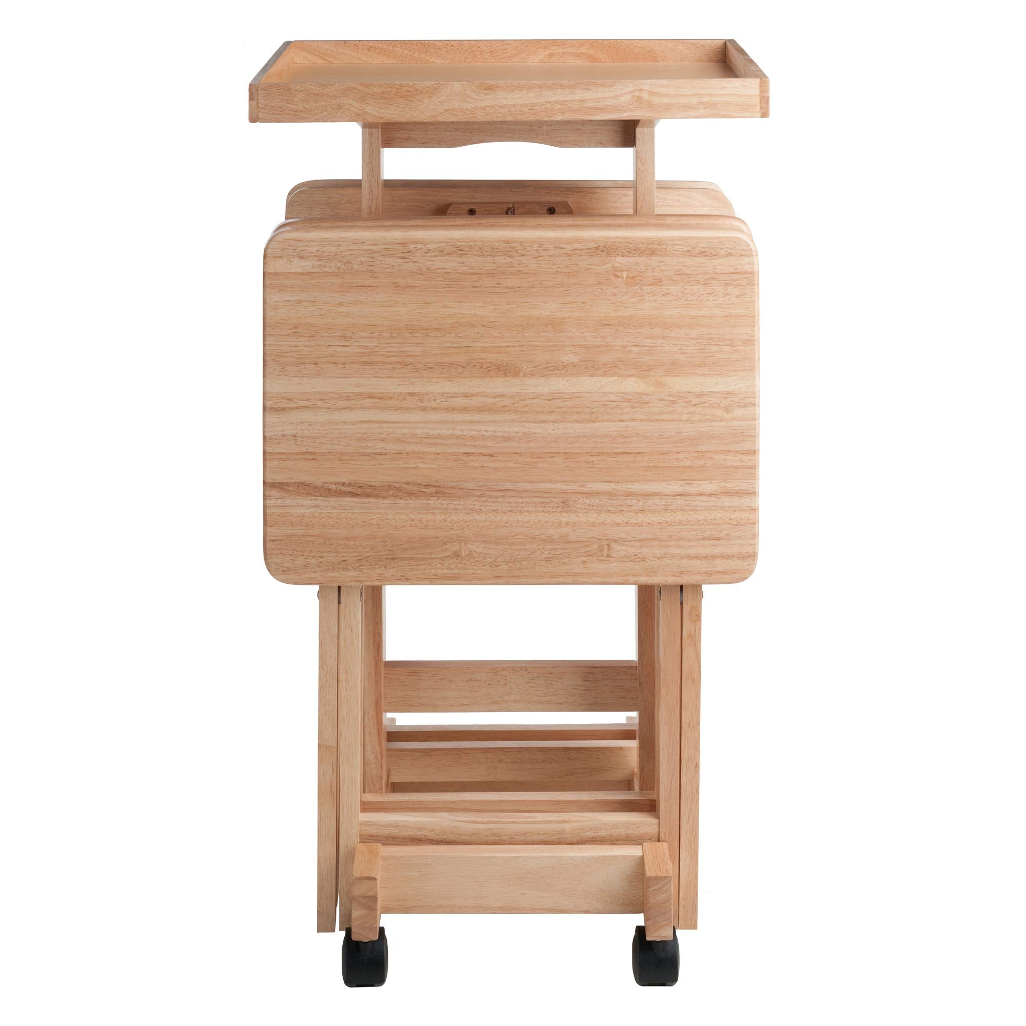 Isabelle Snack Table Set with Mobile Stand - Natural - Set of 4