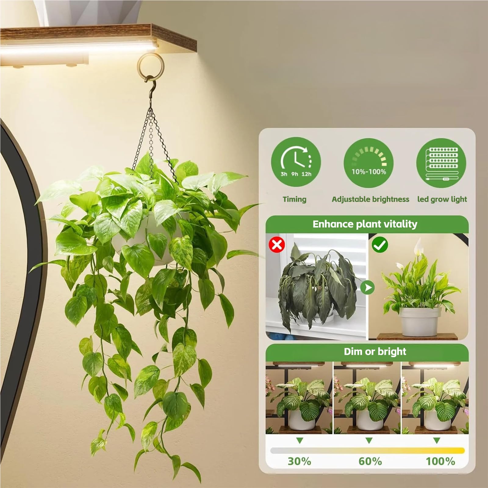 9-Tier Plant Stand with Grow Lights 64 Inch