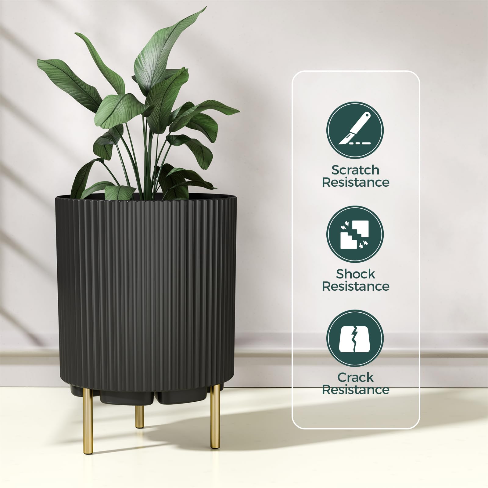 20.3" Striped Planter Stand with 3 Holders