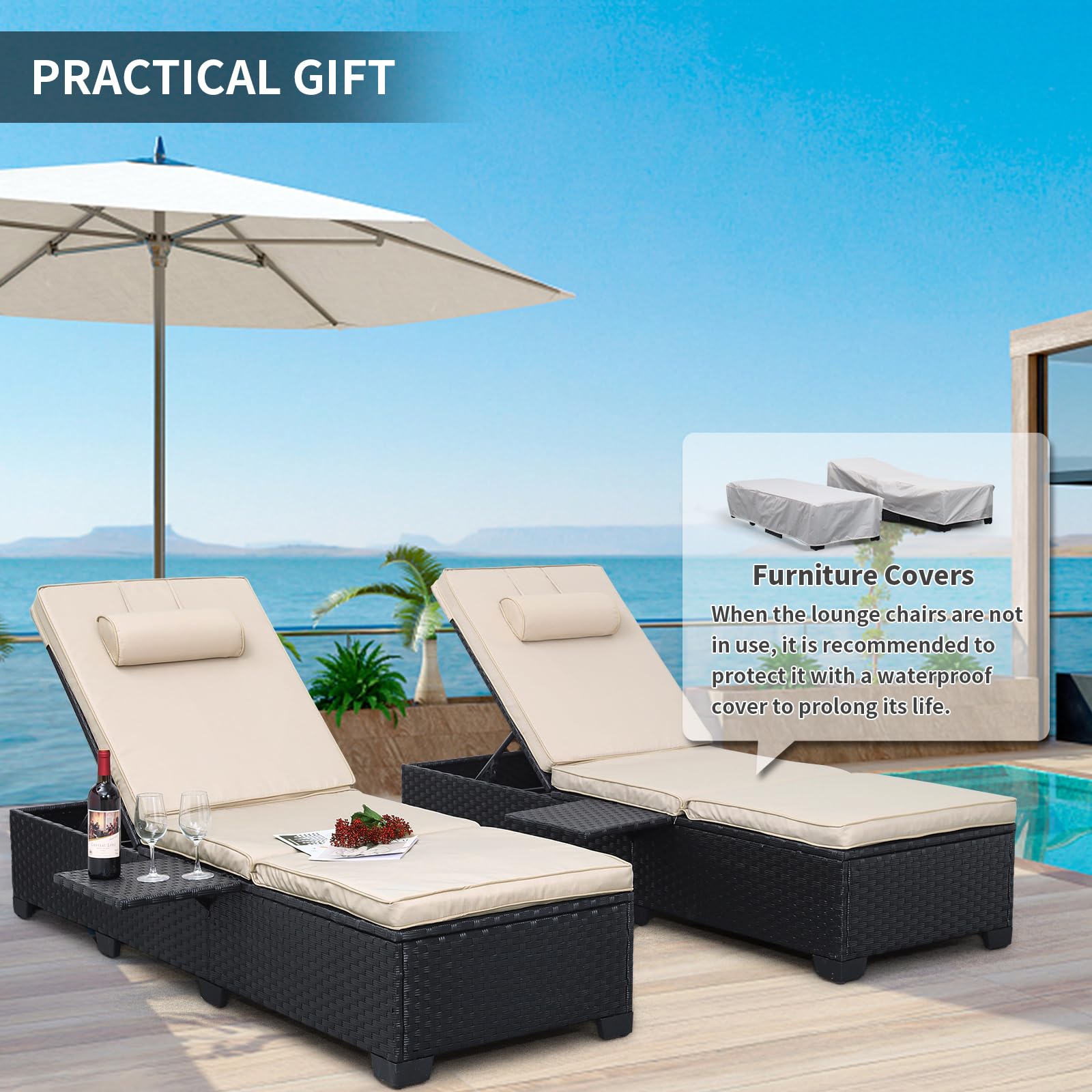 Outdoor Chaise Lounge Chairs Set of 2