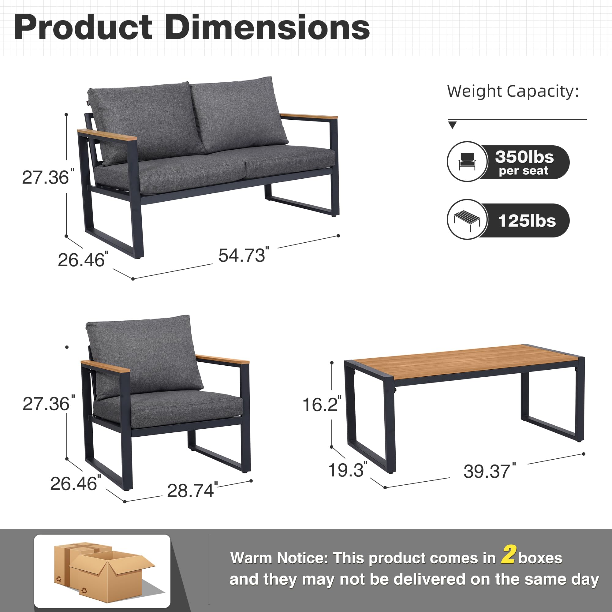 4-Piece Patio Conversation Set with Coffee Table
