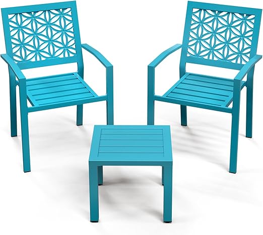 3-Piece Outdoor Bistro Set with Stackable Chairs