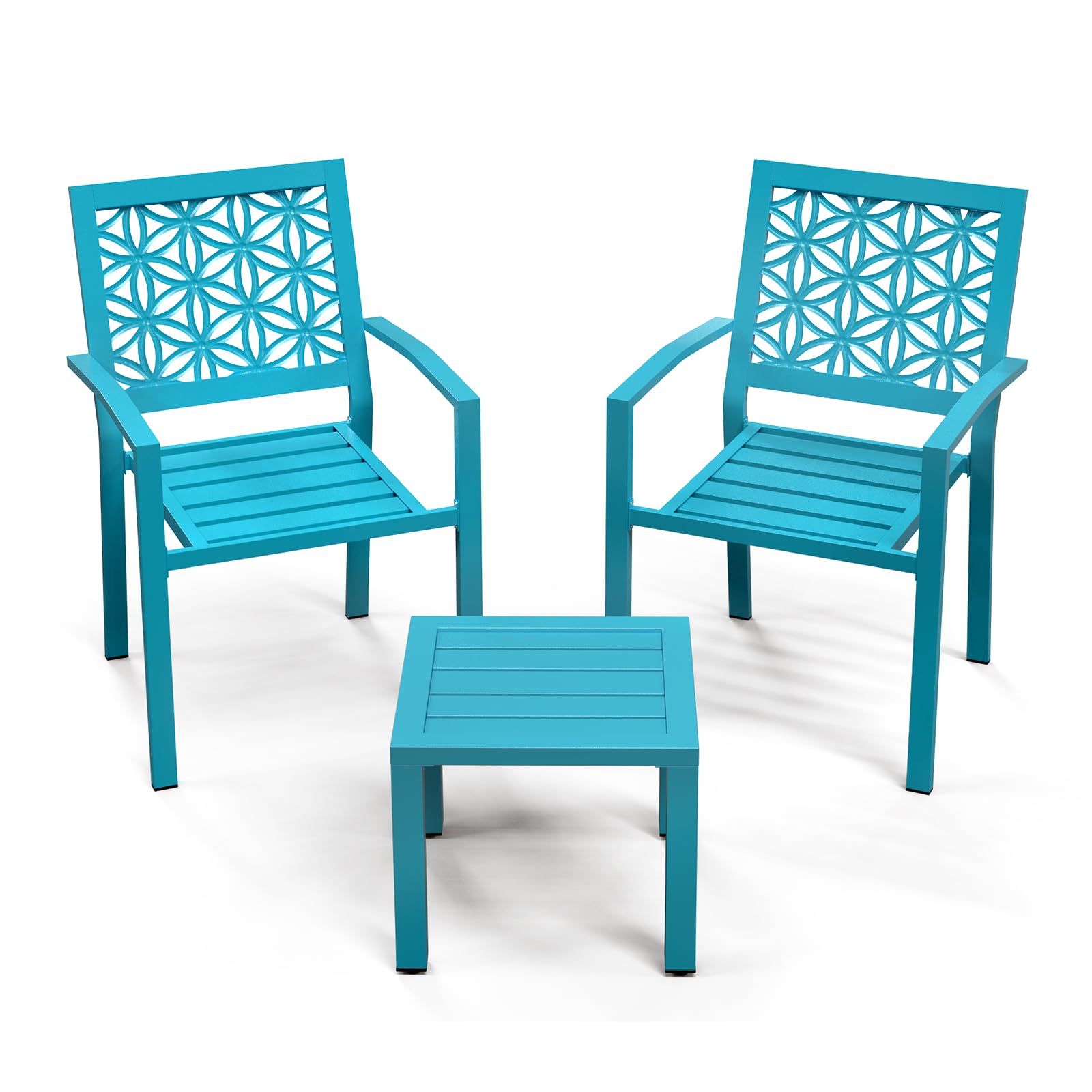3-Piece Outdoor Bistro Set with Stackable Chairs