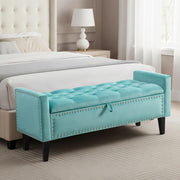 Velvet Storage Ottoman Bench with Arms