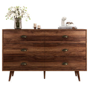 6 Drawer Walnut Brown Dresser