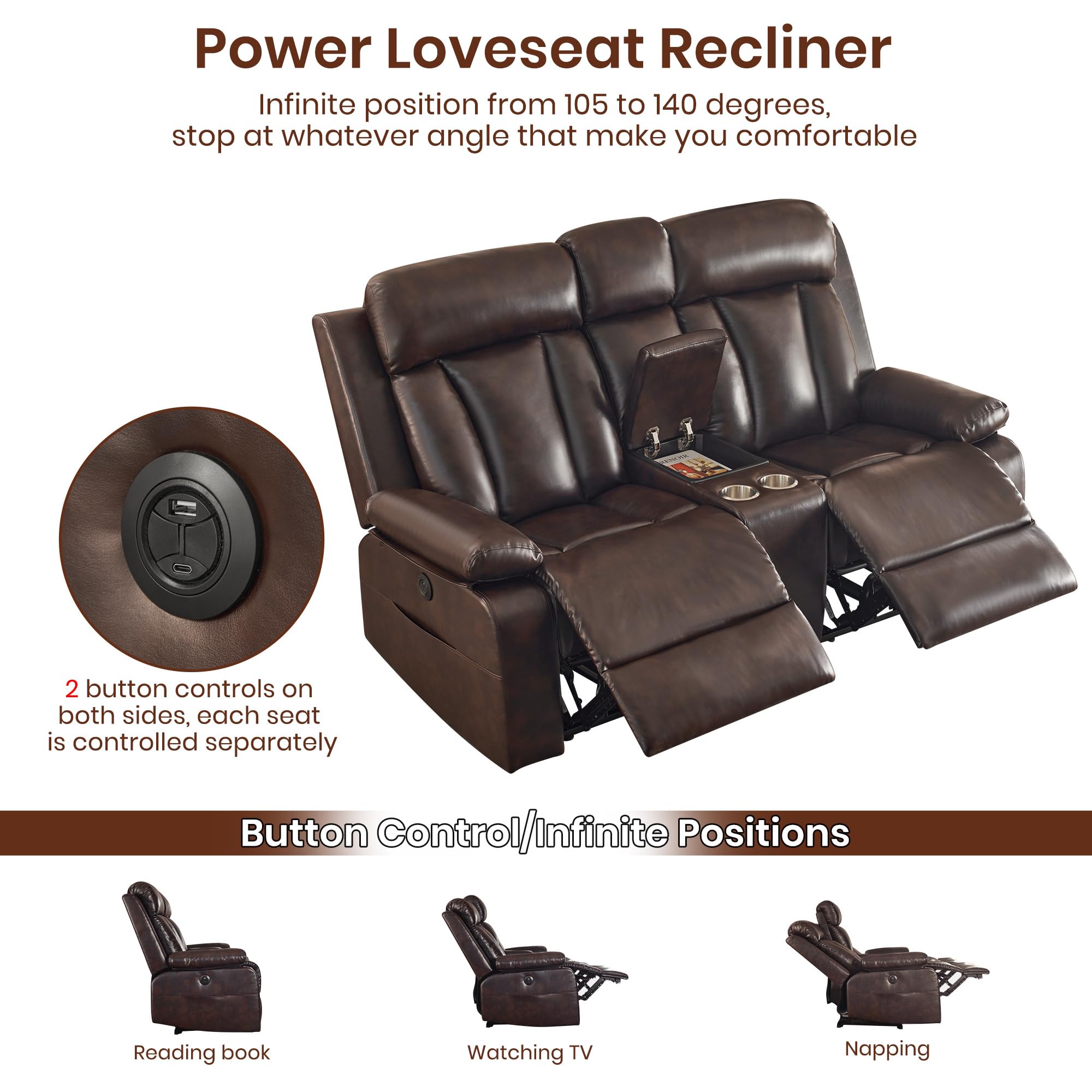 Power Reclining Loveseat with Console