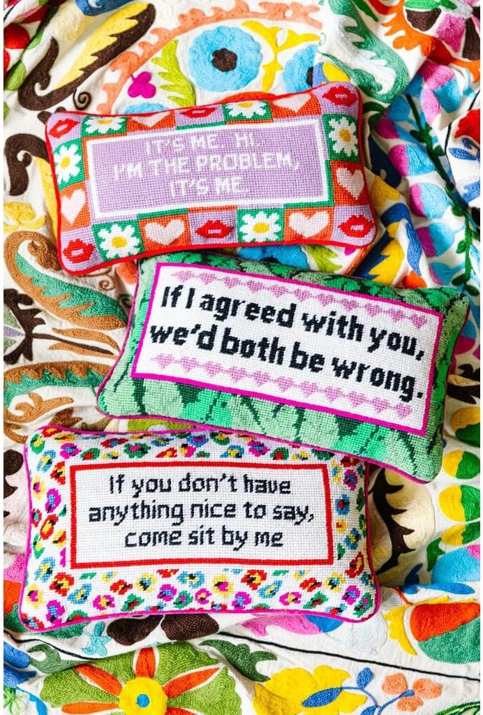 Needlepoint Decorative Throw Pillow - Both Be Wrong - 9" x 15"