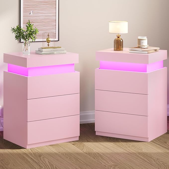 LED Nightstand with Charging Station