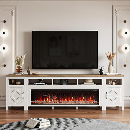 TV Stand with Electric Fireplace for TVs Up to 100 Inch