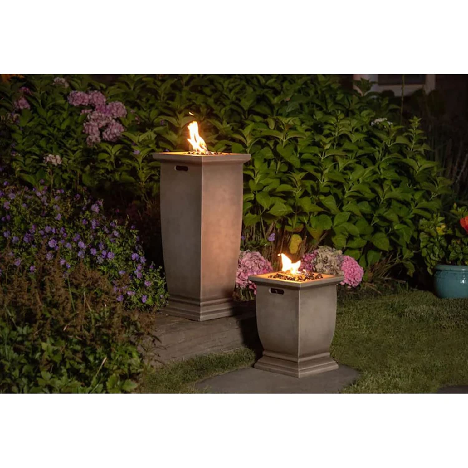 10,000 BTU LP Gas Fire Column Patio Heater with Black Fire Glass