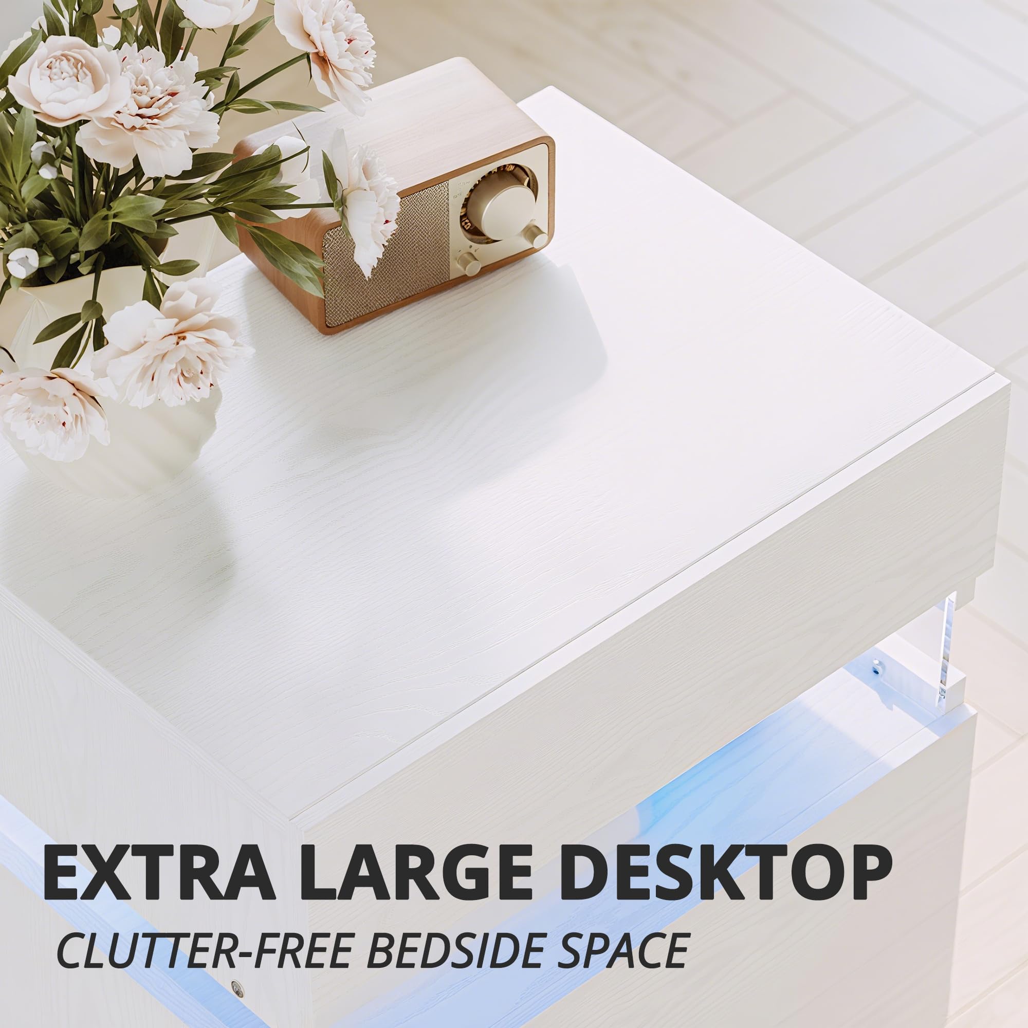 3-Drawer Nightstand with RGB LED Lighting