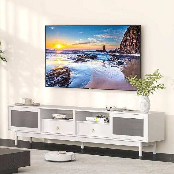 86" LED TV Stand with RGB Lighting and Storage