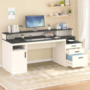65 Inch Computer Desk with 3 Drawers and Storage Shelves