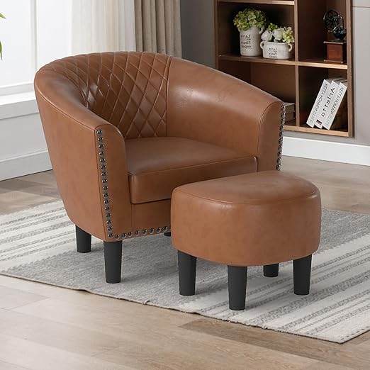 Modern Accent Chair with Ottoman
