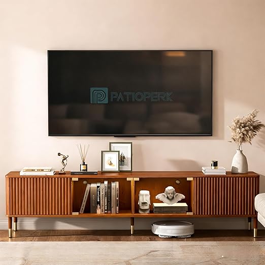 70" Mid Century Modern TV Stand with LED Lighting