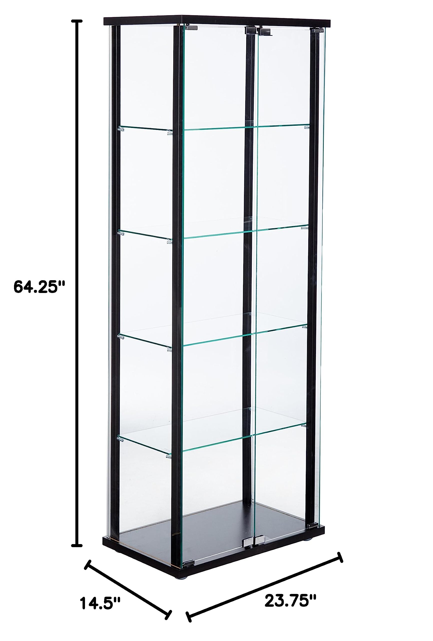 5-Shelf Curio Display Cabinet with Tempered Glass Shelves