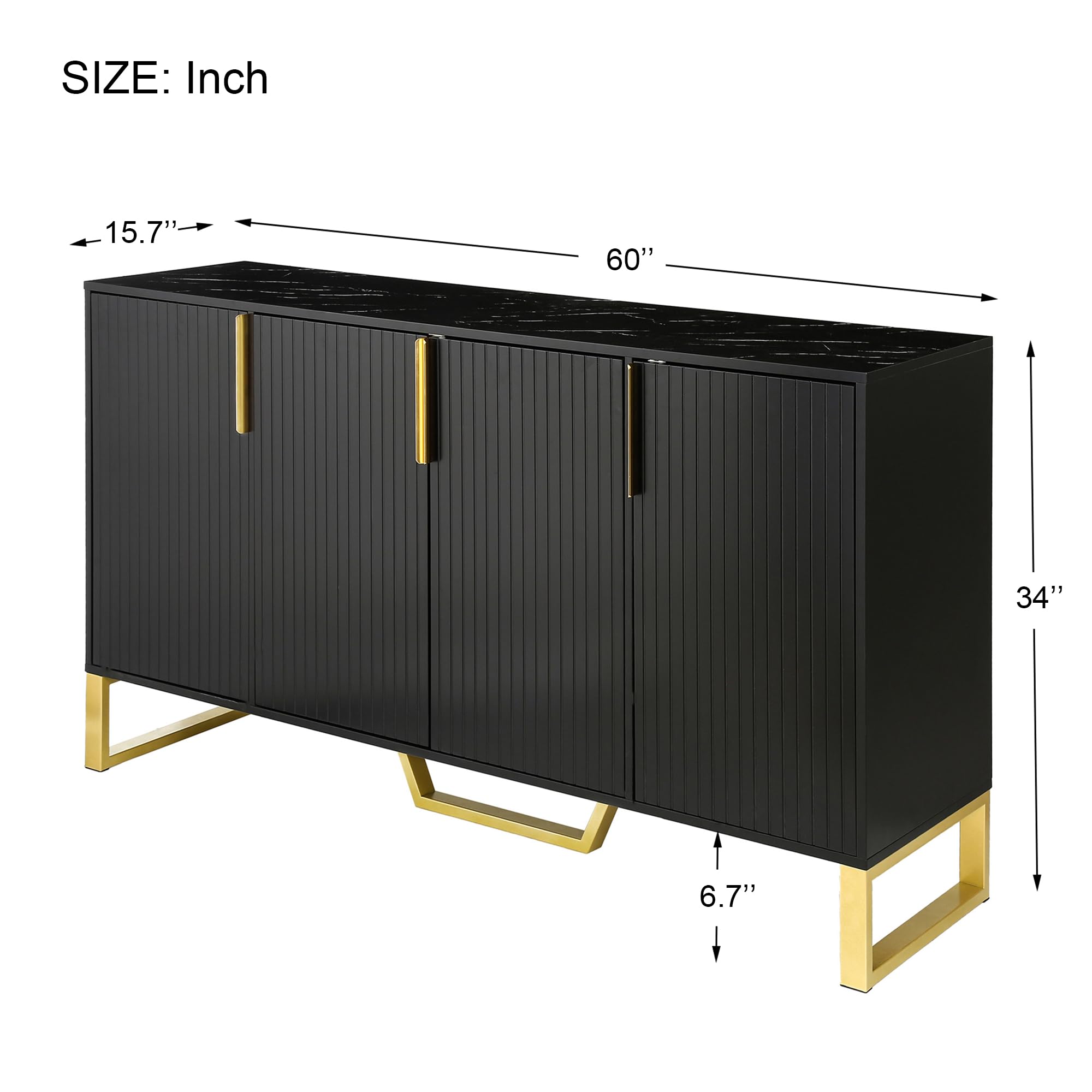 60-Inch Sideboard Cabinet with Faux Marble Top