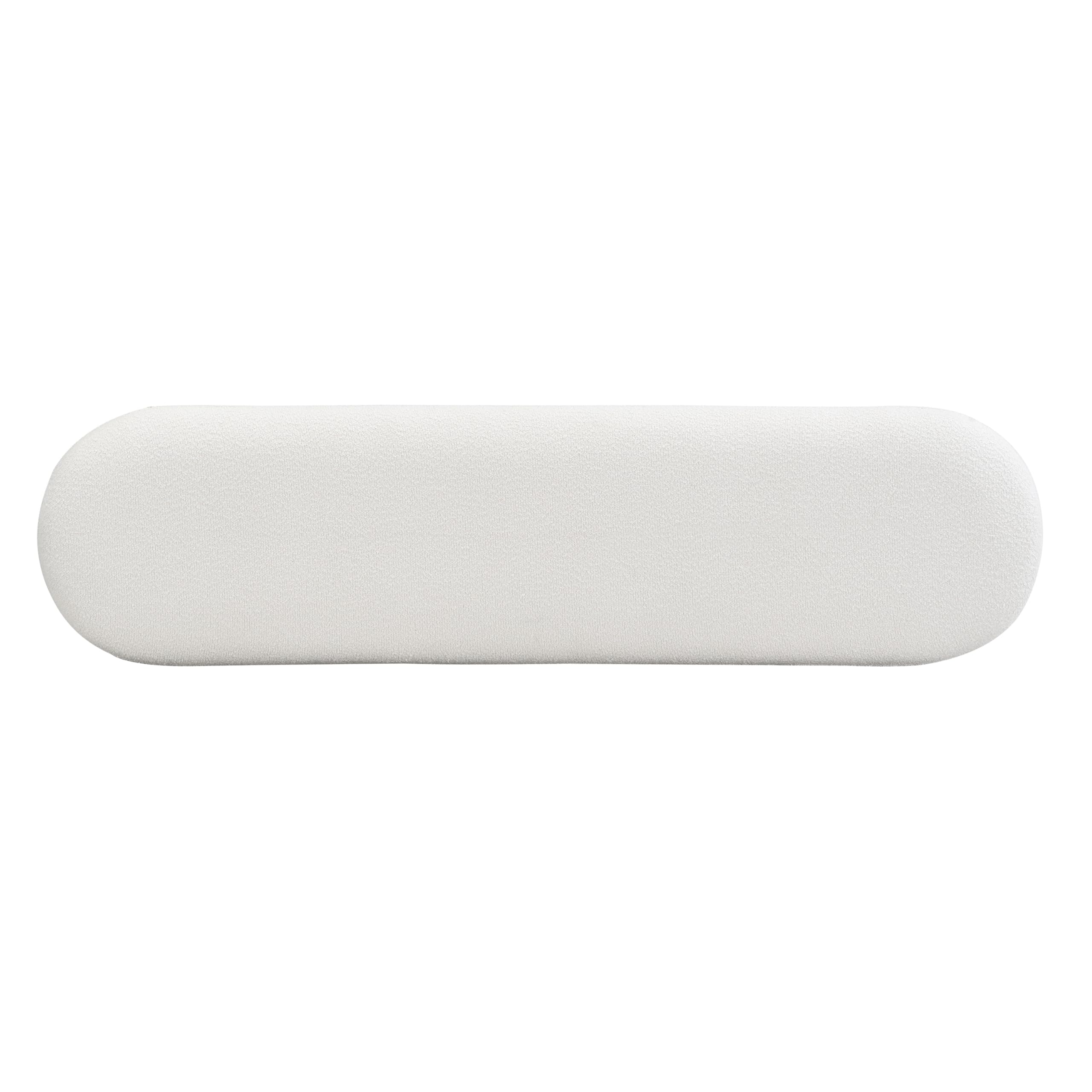 64" Oval Boucle Dining Bench Beige